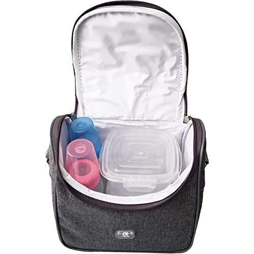 Porta Mamadeira Mochilinha Térmica Baby Cinza 5 Mamadeiras