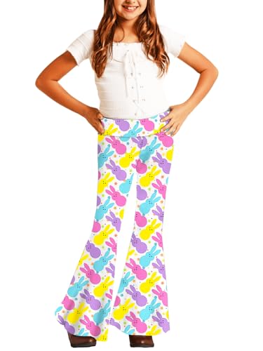 Image of Deerose Girls Halloween Hippie Bell Bottom Pants High Waist Flare Pants 5-14 Years