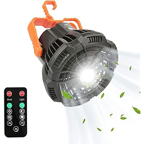 Remote Control Camping Fan with LED Light,Portable Camping Ceiling Fan, USB Rechargeable Fan, Desk Fan,Quiet Tent Fan,Camping Lantern Work Light -Suitable for Outdoor Camping (A) Cover