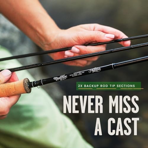 Image of Moonshine Rod Company Fast Action Fly Fishing Rod - Carbon Fiber Graphite Rod with Zippered Travel Case - Drifter II, Vesper, Epiphany ESN, Outcast, Phantom & Rambler Series - 2WT up to 12WT Rods