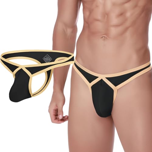 Mens Sexy Thong Underwear Pack G-String Bikini Briefs with pouch Low Rise Thong for Men
