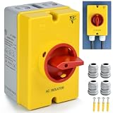 20Amp Disconnect Switch Box Outdoor, AC 690V Isolator Switch, 4 Pole, IP66 Waterproof Isolation PV 3 Phase Disconnect Switch On Off 2 Position No Pipe