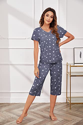 Ekouaer Pajamas For Women Pjs Set For Women Sleepwear Capri Pajamas Set Short Sleeves Womens Pajama Sets Capri Pjs #TOP5