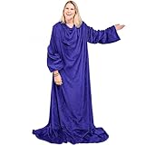 Made in Gift Batamanta Suave con Mangas – Talla Única – Manta de Cuerpo Entero para Casa – Colores Granate, Azul, Celeste y Rosa – Cómoda y Caliente para Sofá o Cama (Azul)
