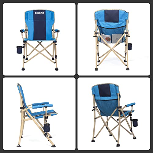 Xgear Camping Chair With Padded Hard Armrest, Sturdy Folding Camp Chair With Cup Holder W Mesh Storage Bag, Support To 400 Lbsfor Adults 2 Pack(Light Blue) #TOP5