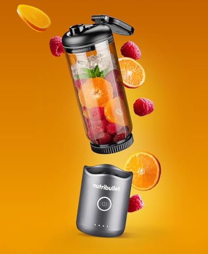 nutribullet Flex 590ml - tragbarer Smoothie-Mixer mit Trinkdeckel, zerkleinert Eis und gefrorene Früchte, USB-C, Trageschlaufe, BPA-freier Becher, leicht zu reinigen, Stahlgrau (NBP013GM) – Bild 3