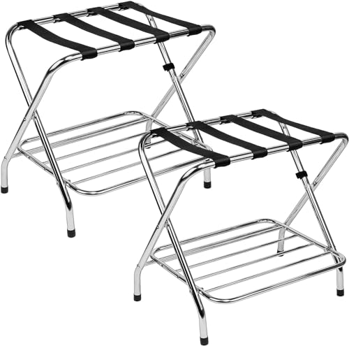USTECH Doppelstöckiger Kofferständer Chrom 2er-Set