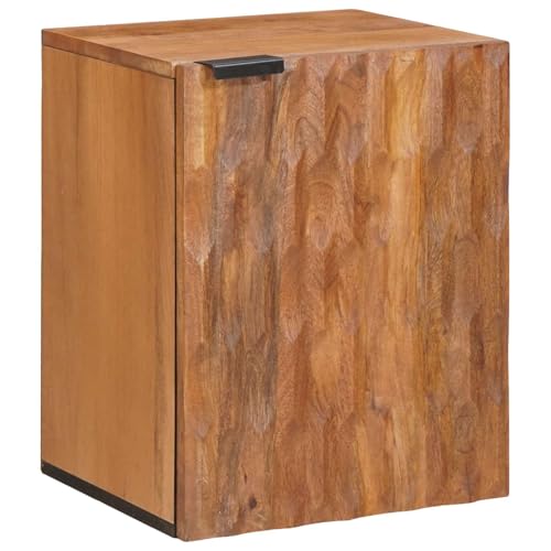 QJBSAVVA Armoire de salle de bain suspendue marron 38 x 33 x 48 cm - Armoire murale en bois de manguier massif pour la salle de bain - Armoire de salle de bain...