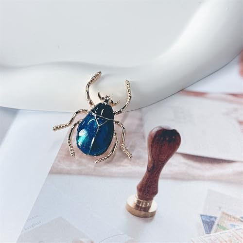 Image of Enamel Insect Beetle Brooch Pin for Women Men Gold-Toned Fashion Creative Bee Animal Brooches Lapel Pins Dainty Dress Accessories Birthday Party Jewelry