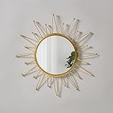 KKTAPOS Gold Mirrors for Wall - Metal Sunburst Wall Mirror Room Decor & Home Decor, Boho Mirror Wall Decor Gifts for Women & Moms (Small, Sunshine)