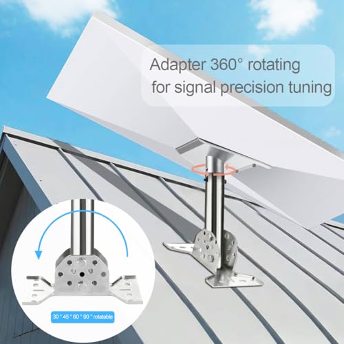 Starlink Mount, Adjustable Starlink Gen3 Mounting Kit, 180°Rotating Base + 360°Swivel Adapter for Flat/Sloped Roof,Wall,RV, Includes Wood & Concrete Screws, Compact 8" Design for Camping & Travel