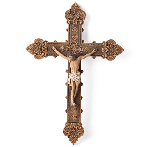 BC Catholic Crucifix Wall Cross, Holy Cross, Religious Gift, Hand-painted in Vintage Style Full Color, 12'H by Buildclassic