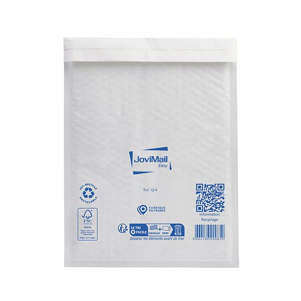 JOVIMAIL Easy, pikowana torba, wewnętrzna bąbelki, 100% nadająca się do recyklingu, wyprodukowana we Francji, 75g, 240 x 330 mm, na 100