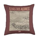 Historical Map Azores / Portugal / Island Paradise / São Miguel Throw Pillow