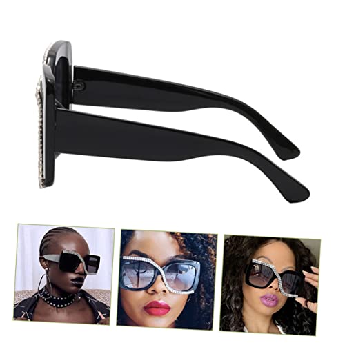 Toyvian Retro Square Sunglasses for Women Stylish Diamond-Accented Oversized Sun Glasses for Face UV Protection Vintage Fashion Accessories2