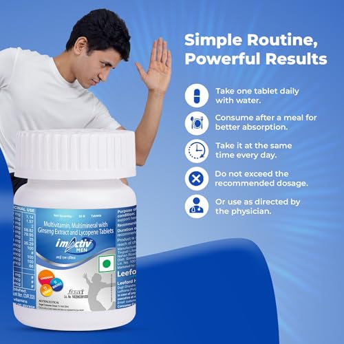 Image of Multivitamin Tablets for Men | With Vitamin C, B3, A, Calcium, Zinc, Ginseng Ext. & Mineral Blend | For Daily Vitality, Immunity & Metabolism Support (30 Tablets)