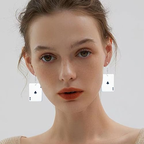Just Follow Brincos de cartas de pôquer de resina para mulheres, brincos pendentes de acrílico para