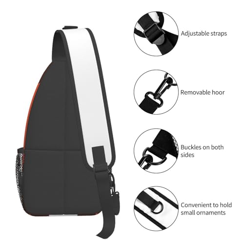 Bolso bandolera negro con rayas naranjas y blancas para hombre y mujer miniatura 5