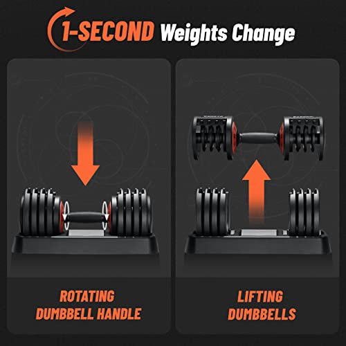 Hypata 55 Lbs Pair Adjustable Dumbbell, Fast Adjust Dumbbell Weight For Exercises Pair Dumbbells For Men And Women In Home Gym Workout Equipment, Dumbbell With Tray Suitable For Full Body #TOP4