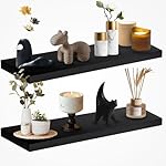 Floating Shelves 15.7in for Wall Black Solid Wood Floating Shelves Bathroom Floating Shelf for Bedroom Kitchen Living Room