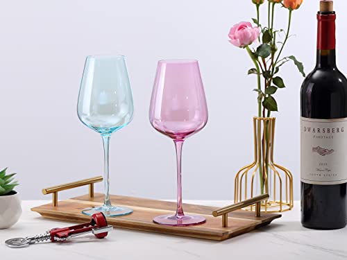 Pink Wine Glasses Set Of 6 - Crystal Colorful Wine Glasses With Long Stem And Thin Rim,Perfect Colored Wine Stemware For Wine Lover In Wedding,Bridal Shower,Bachelorette Party(Barbie Pink) #TOP1