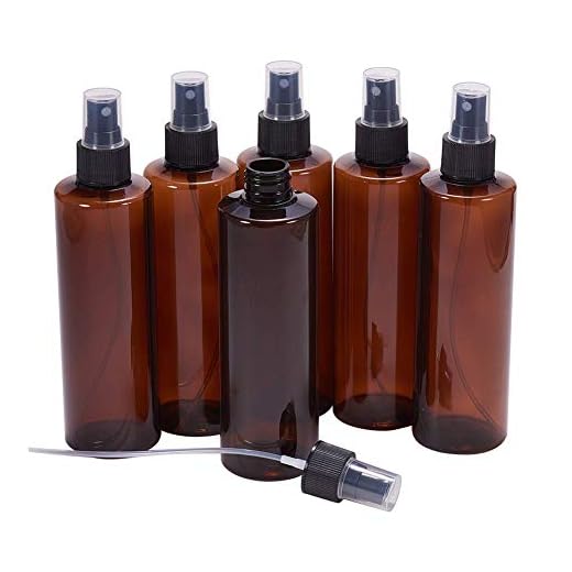 BENECREAT 6 PCS 250ml (8.54 OZ) Botella de Aerosol Portátil de Plástico Pet Vacía, Puede Llenarse con Una Bomba de Niebla Negra Fina para Aceites Esenciales y Aromaterapia (Color de Botella: Ámbar)