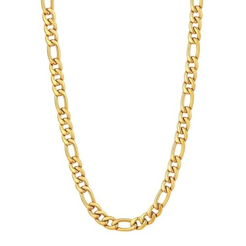 U7 Twisted Rope Chain, Figaro Chain, Men Stainless Steel Necklace and Bracelet Set, 3mm 5mm 6mm 9mm Black Gold Silver Chains Necklaces for Men Women 1