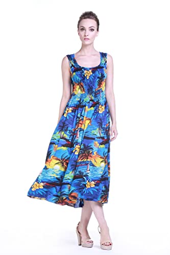 Image of Hawaii Hangover Family Matching Hawaiian Clothes, Sunset Blue | Family matching Hawaiian outfits, Sunset Blue, lightweight rayon, machine washable, tropical print, luaus, cruises