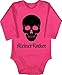 Baby Strampler Mädchen & Junge - Kleiner Rocker Totenkopf - 6/12 Monate - Fuchsia - Babykleidung Totenkopf - BZ30 - Baby Body Langarm