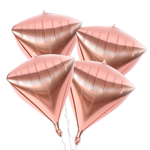Image of Rose Gold Diamond Balloons 4 Pcs,Foil Diamond Balloons for Wedding Decor
