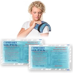 Flexible Reusable Gel Packs for Neck, Wrist, Arm, Back and Shoulder Pain Relief – Versatile Hot or Cold Gel Packs for Injuries, Sore Muscles or Toothache Pain Relief, Blue, 6″ x 10″, 2 Pack