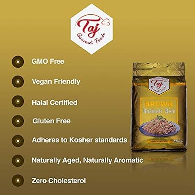 TAJ Gourmet Brown Basmati Rice, Naturally Aged, 10-Pounds