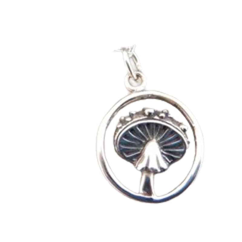 Collar de plata de hongo agárico amuleto recolección y cadena 45cm