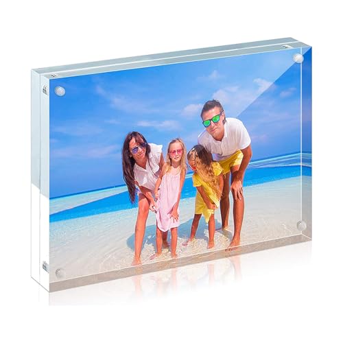 Magnetic Picture Frame, Acrylic Photo Frame, 10x15 cm Magnetic Acrylic Photo Frame, Double-Sided Transparent Display Block for Displaying Baby Photos, Family Pictures, Postcards, Ticket Stubs, Currenc