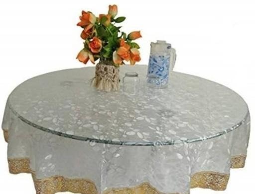 PVC Round Tablecloth – 4-Seater, 60 Inch, Elegant Golden Lace Border Table Cover_02_Golden-image-22