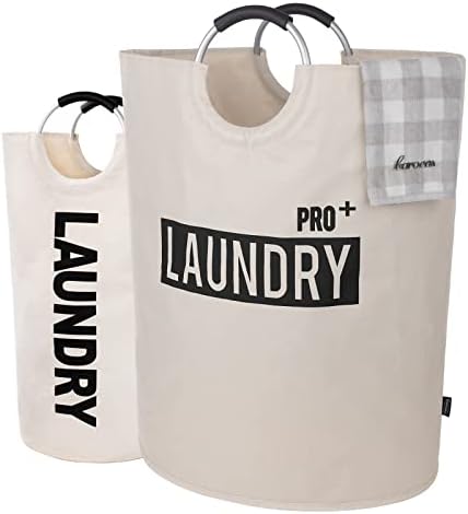 Caroeas 90L X-Large Laundry Basket (7 Colors), Waterproof Laundry Hamper, Laundry Bag with Padded Handles, Clothes Hamper Stands Up Well, Collapsible Laundry Basket Easy Storage(Light Blue)
