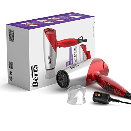 1875W Tourmaline Ceramic Negative Ionic Blow Dryer, Folding Handle with Concentrator Nozzle, Worldwide Dual Voltage