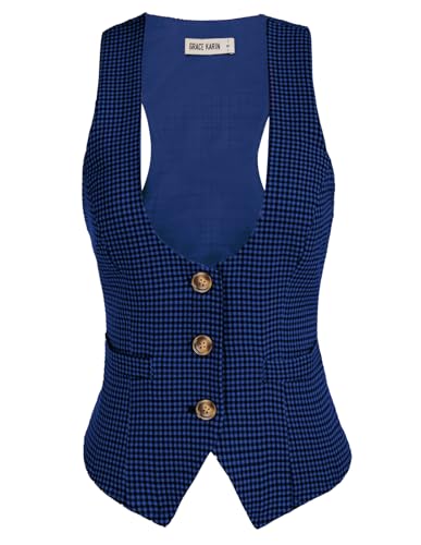 Image of GRACE KARIN Women's Suit Vest Top, Dressy Casual Sleeveless Button Waistcoat, Fromal Steampunk Blazer for Work Office