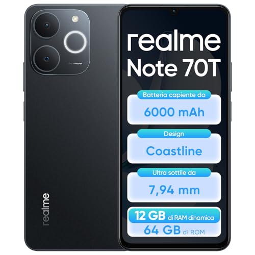 realme Note 70T 4+64GB Smartphone, Display HD da 6,75'' a 90Hz,...