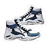 OROSUA Herren Basketball Trainer Bunte Patchwork Leder Schnürung High Top Anti-Rutsch-Plattform Atmungsaktives Futter Sportschuhe