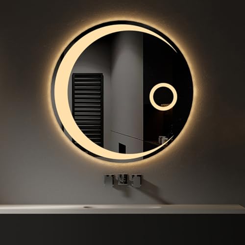 Miroir incassable LED design 50cm avec désembueur pour mur de salle de bain chic