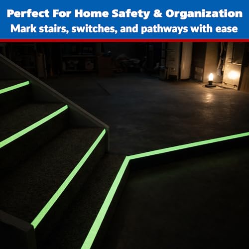 Image of Gaffer Power Glow in The Dark Gaffer Tape 1 inch x 15 ft - Photoluminescent Safety Tape, No Residue, Made in USA, Cloth Tape for Stairs, Exits, Walkways & Hazard Marking