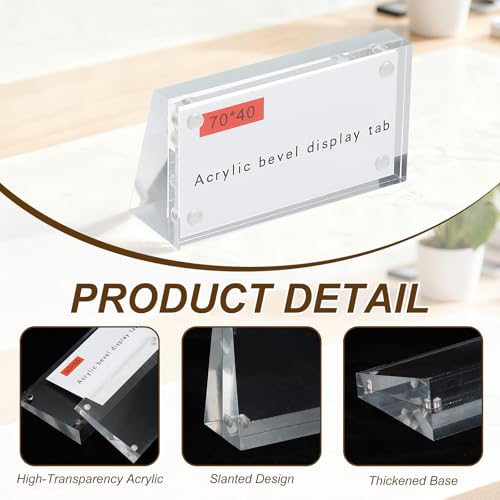 PATIKIL Acryl Schilderhalter 9.9x7.1cm Doppelseitig Magnetisch Foto Visitenkartenhalter Tischaufsteller Für Büro Zuhause Deko Fotos Karten Restaurant Geschäft Klar