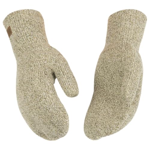 Kinco, 5230-L, Knit Thin Wool Mittens for Men - Alyeska Raggwool Glove-Mitten, Heavy Duty Blended Wool; Men's Mittens, Large Size, Tan - Cold Weather, Work or Play, Indoors and Outdoors