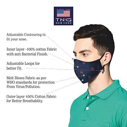 TNG MultiColored 100 Cotton Printed Face Mask (Pack of Three)MaskC