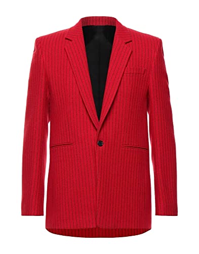 Men's Stripe Blazer One Button Jacket Formal Wedding Christmas Suit Coat