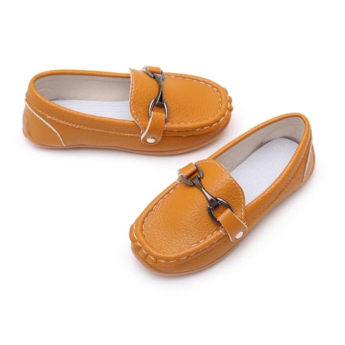 Image of SOFMUO Boys Girls Leather Loafers Slip-On Oxford Flats Boat Dress Schooling Daily Walking Shoes(Toddler /Little Kids)