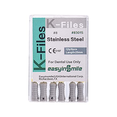Easyinsmile Dental Endo Hand Use K-Files 25MM Endodontic Stainless Steel Files (8#)