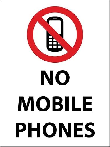 Xewazd A1387 8"X12" Rust-Free Aluminum Sign - No Mobile Phones, Indoor & Outdoor Use For Fence & Yard