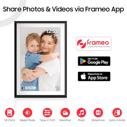 ApoloSign Digital Picture Frame 10.1 inch, Frameo Digital Photo Frame, WiFi Electronic Frame with 32GB Storage, 1280x800 HD IPS Touch Screen, Auto-Rotate, Slideshow, Share Photos/Videos Instantly - Thumbnail 3